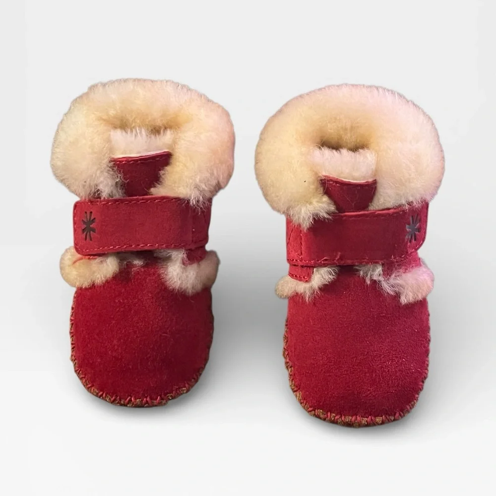 LL BEAN WICKED GOOD RED LAMB WOOL SUEDE WICKED GOOD SLIPPERS NWOT TODDLER 3-4